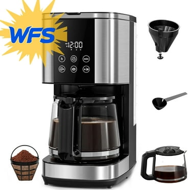 Auseo Drip Coffee Maker with Glass Carafe, Brew Drip Coffee Machine with 10-Cups Programmable, 2 Coffee Strength Options, Time Control, Warming Function for Home