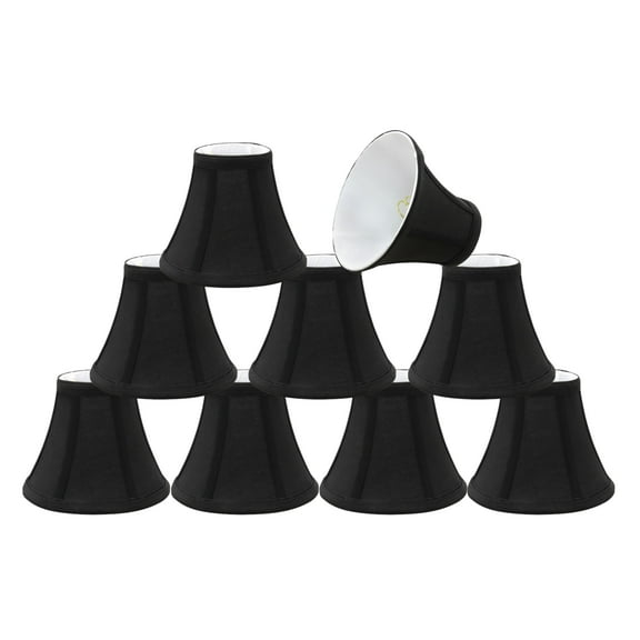 Aspen Creative 30034-9 Small Bell Shape Chandelier Clip-On Lamp Shade Set (9 Pack), Transitional Design in Black, 6" bottom width (3" x 6" x 5")