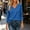 Blue, variant on YTCAMLO 100%Cotton Fall Sweaters for Women Dressy Casual Long Sleeve Knitted Sweaters with Buttons Plus Size V Neck Pullover Tops