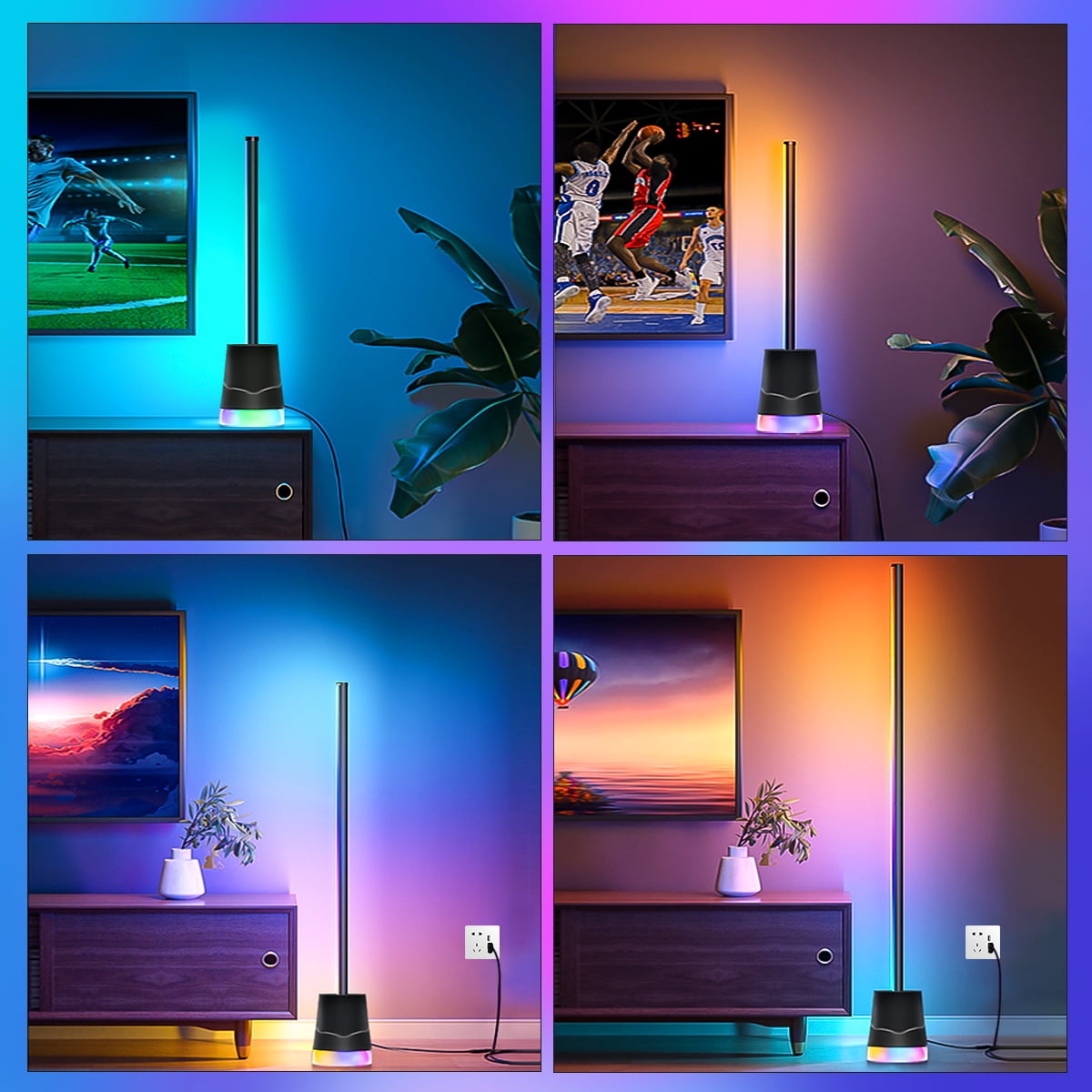 RGB Floor Lamp,Smart RGB Corner Floor Lamp,81 LEDs Bright Standing Lamps for Living Room with APP and Remote,Modern Floor Lamp with Music Sync and 16 Million Colors, Ambient Lighting for Bedroom