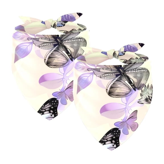 PhooArto Pink Flower Butterfly Pattern Dog Bandanas, 2 Pack Soft Washable Pet Scarf Triangle for Large Dogs Puppies and Cats