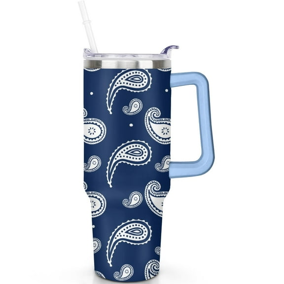 Bohemian Style 40oz Travel Mug, Boho Lover Essentials With Handle, Double Insulated Spill Proof Coffee Cup & Straw Boho Gift