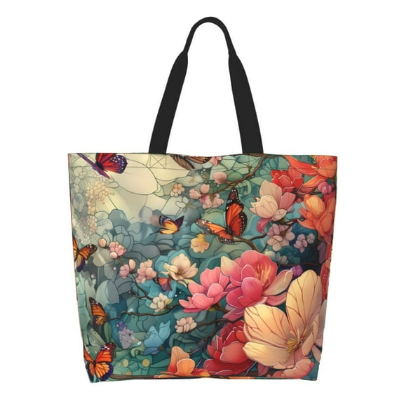 Disketp Butterflies In Blooming Garden Tote Bag for Women, Handbag Shoulder Tote Bag, for Shopping and Travel