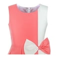 thumbnail image 4 of Girls Dress Color Block Contrast Bow Tie Coral White Party 12, 4 of 7
