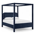 thumbnail image 1 of Bowery Hill Contemporary Navy Velvet Upholstered Full Canopy Bed, 1 of 11
