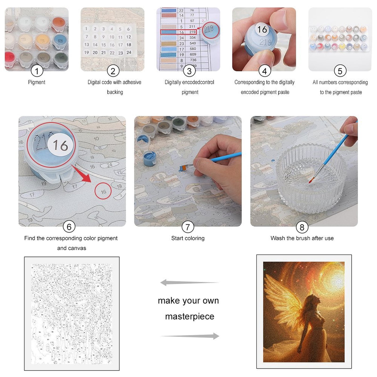 Paint by Numbers Kit for Adults, Angel In Golden Glow Dreamscape Paint by Numbers, Easy Paint by Numbers Kit for Adults Beginner, DIY Adult Paint by Number Kits on Canvas, Home Decor