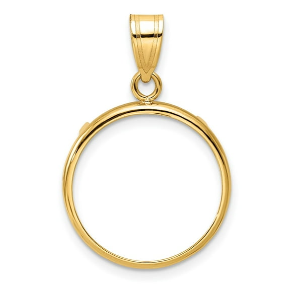 Finest Gold Wideband Distinguished Coin Jewelry 14K Polished 18.0 mm Prong Coin Bezel Pendant