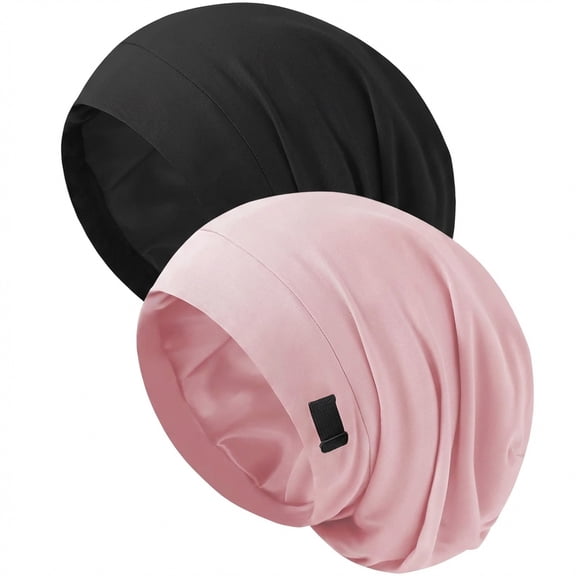 Silk Bonnet For Sleeping Women - Stay On All Night Hair Wrap With Adjustable Strap, No More Frizzy Tangled Hair, Silk Sleep Cap For Women And Men, 2 Pack