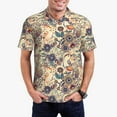 thumbnail image 3 of Balery Floral With Birds Printed Men’s Short Sleeve Polo Shirt, Midweight Men's Shirt,Golf Polo shirts -Small, 3 of 9