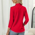 thumbnail image 4 of Women's Stand Collar 3/4 Sleeve Blouse Casual Basic Top All Season Fashion Trending Apparel, 4 of 6