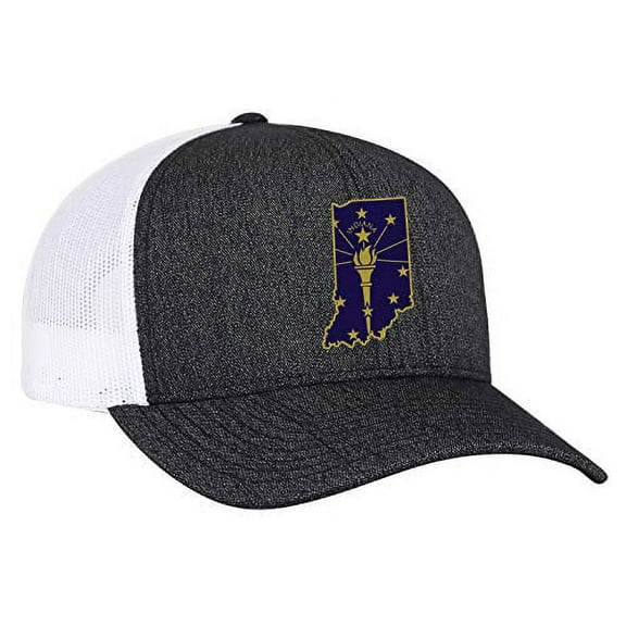 Heritage Pride Alabama State Flag Embroidered Trucker Mesh Snapback Hat-Black Heather-White Mesh