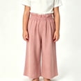 thumbnail image 2 of Baggy Pants for Girls Comfy Girls Wide Leg Pants Casual Elastic High Waist Palazzo Pants Flowy Pleated Smocked Loose Straight Leg Trousers, 2 of 4