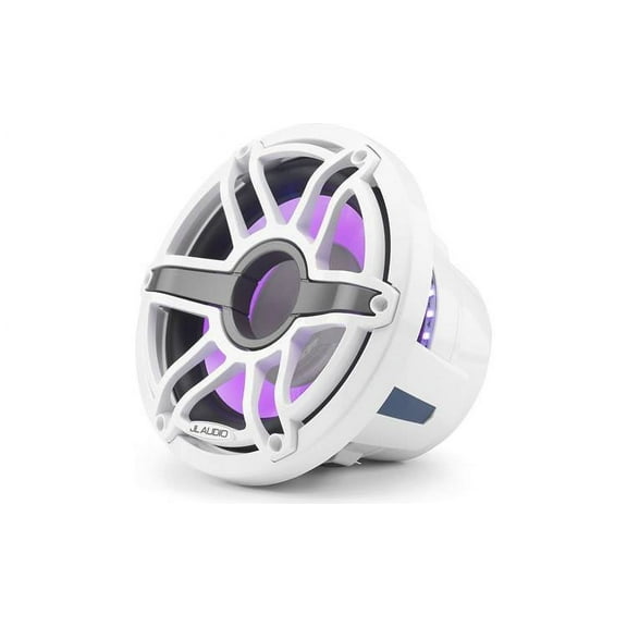 JL Audio 10-Inch M6 Marine Infinite Baffle Subwoofer, RGB LED, Gloss White, Sport Grille