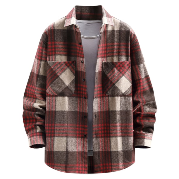 Blusa y camisa de manga larga con cuello vuelto, nueva camisa informal a cuadros para hombre, camisa holgada juvenil de manga larga, camisa informal para hombre, abrigo, blusa para hombre