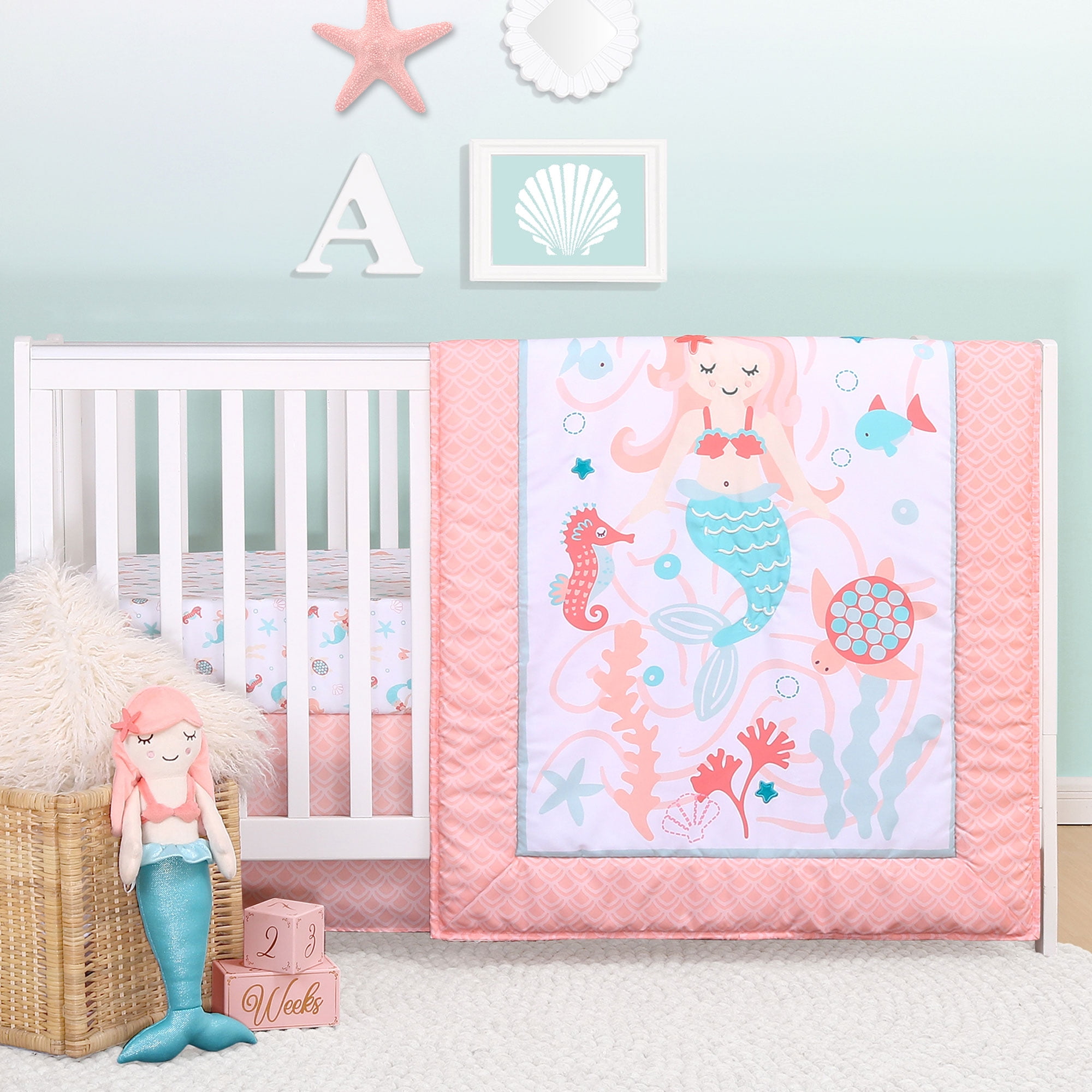 little mermaid crib bedding walmart