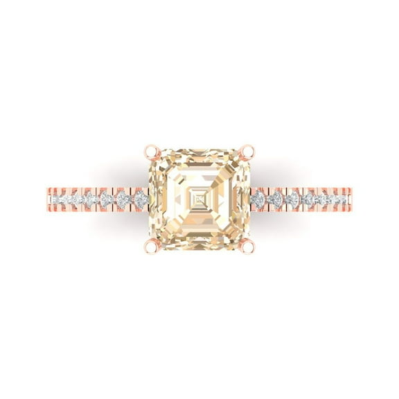Solitaire with Accents Engagement Ring for Women - 2.7ct Natural Morganite in 18K Rose Gold Promise Ring