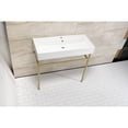 thumbnail image 2 of Kingston Brass VPB39177ST New Haven 39" Porcelain Console Sink with Stainless Steel Legs (1-Hole), White/Brushed Brass, 2 of 6