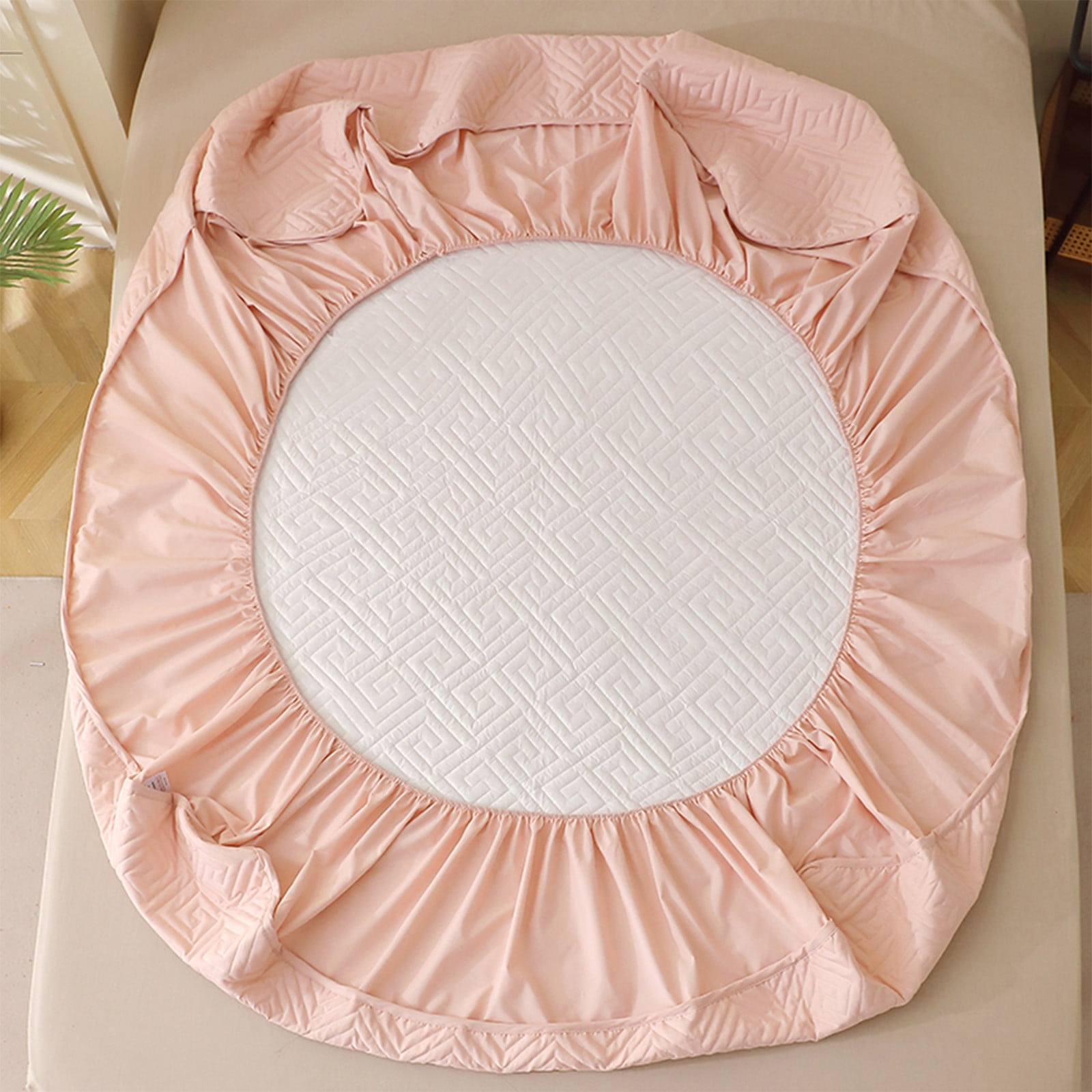 Oggfader Queen Mattress Water Proof Bed Hats Piece Thickened Cotton Mattress Protector Fall And Winter Bedspread Bed Sheet Pink