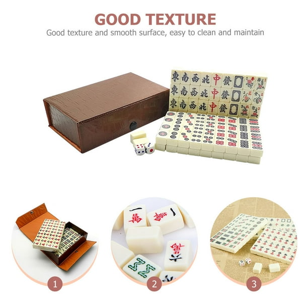 Miangastore 1 Ensemble de Kit de Mah-Jong Jeu de Mah-Jong Chinois Kit de Jouets avec dés pour la Maison Voyage Miangastore 1 Ensemble de Kit de Mah-Jong Jeu de Mah-Jong Chinois Kit de Jouets avec dés pour la Maison Voyage