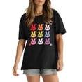 thumbnail image 1 of Camiseta de algodón extragrande para mujer: Top suave de manga corta con cuello redondo y estampados abstractos, 1 pieza, camiseta informal, 1 of 4