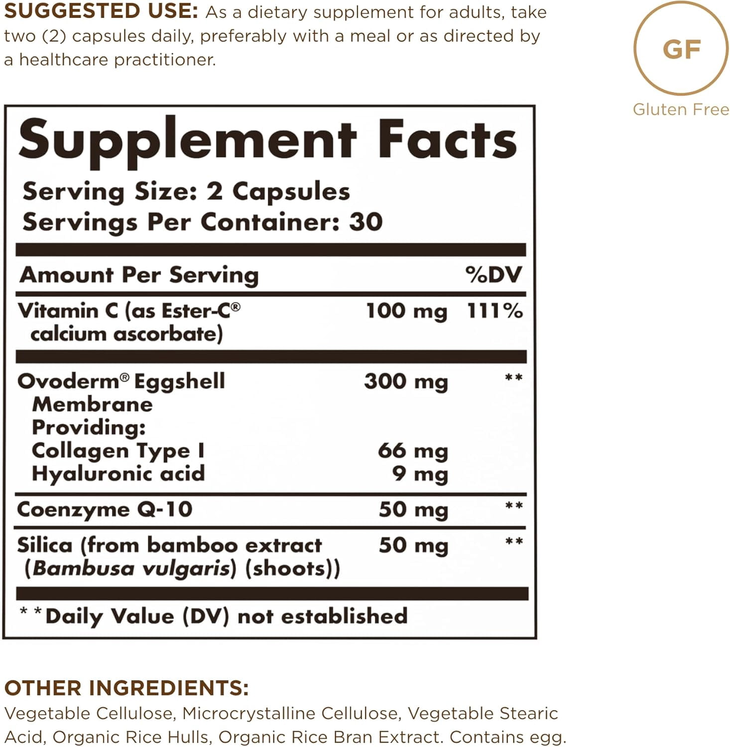 Solgar Advanced Collagen Builder with Vitamin C, Ovoderm, Coenzyme Q10 & Silica, 60 Capsules