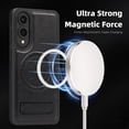 thumbnail image 4 of Magnetic for Samsung Galaxy S25 Edge PU Leather Case, Compatible with Magsafe, Built-in Invisible Stand, Premium Ultra Slim Adjustable Kickstand Protective Phone Case for Galaxy S25 Edge, Black, 4 of 8