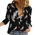 thumbnail image 1 of WZXFASHION Blouses à Manches Retroussables Col en V pour Femmes 50 % de Réduction, 1 of 5