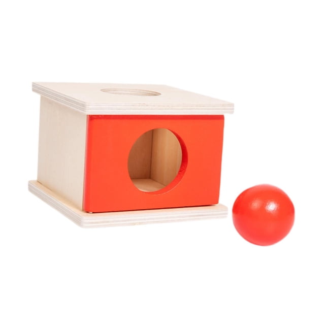 Yinanstore Wooden Object Permanence Box s Recognition Blocks Educational Tool Wooden Shape Matching Box for Kids Holiday Present red