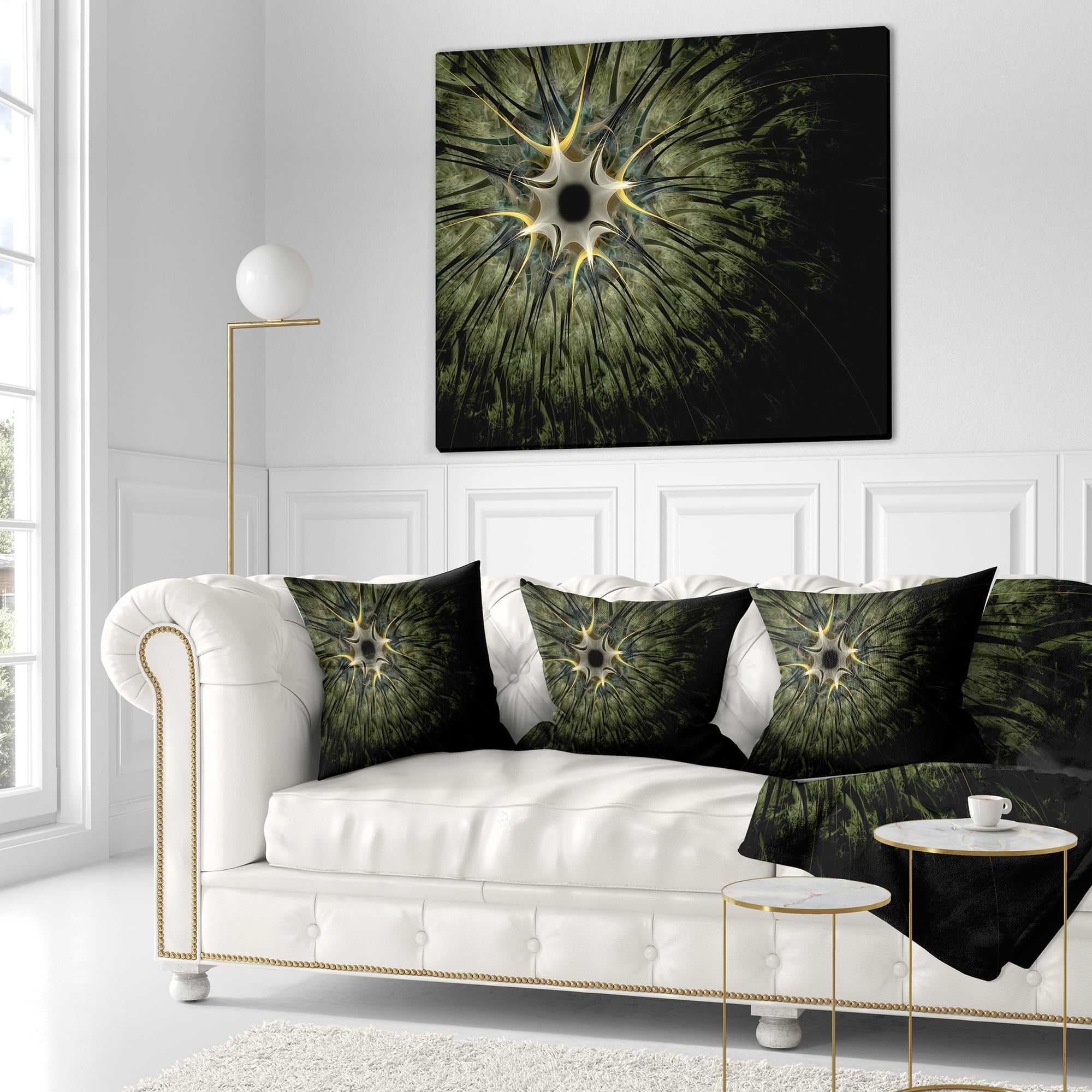 Designart Large Symmetrical Fractal Flower Design - Floral Throw Pillow - 16x16