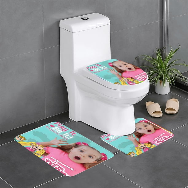 Love Diana Juego de 3 alfombras de baño de coral fleece: tapete de baño + alfombra de inodoro en forma de U + funda de tapa de inodoro en forma de O