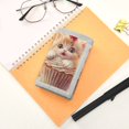 thumbnail image 7 of JIALIOU Nylon Trifold Card Wallet with ID Window Zipper Pocket for Men Women Teen Cat Cake with Cherry, 7 of 7