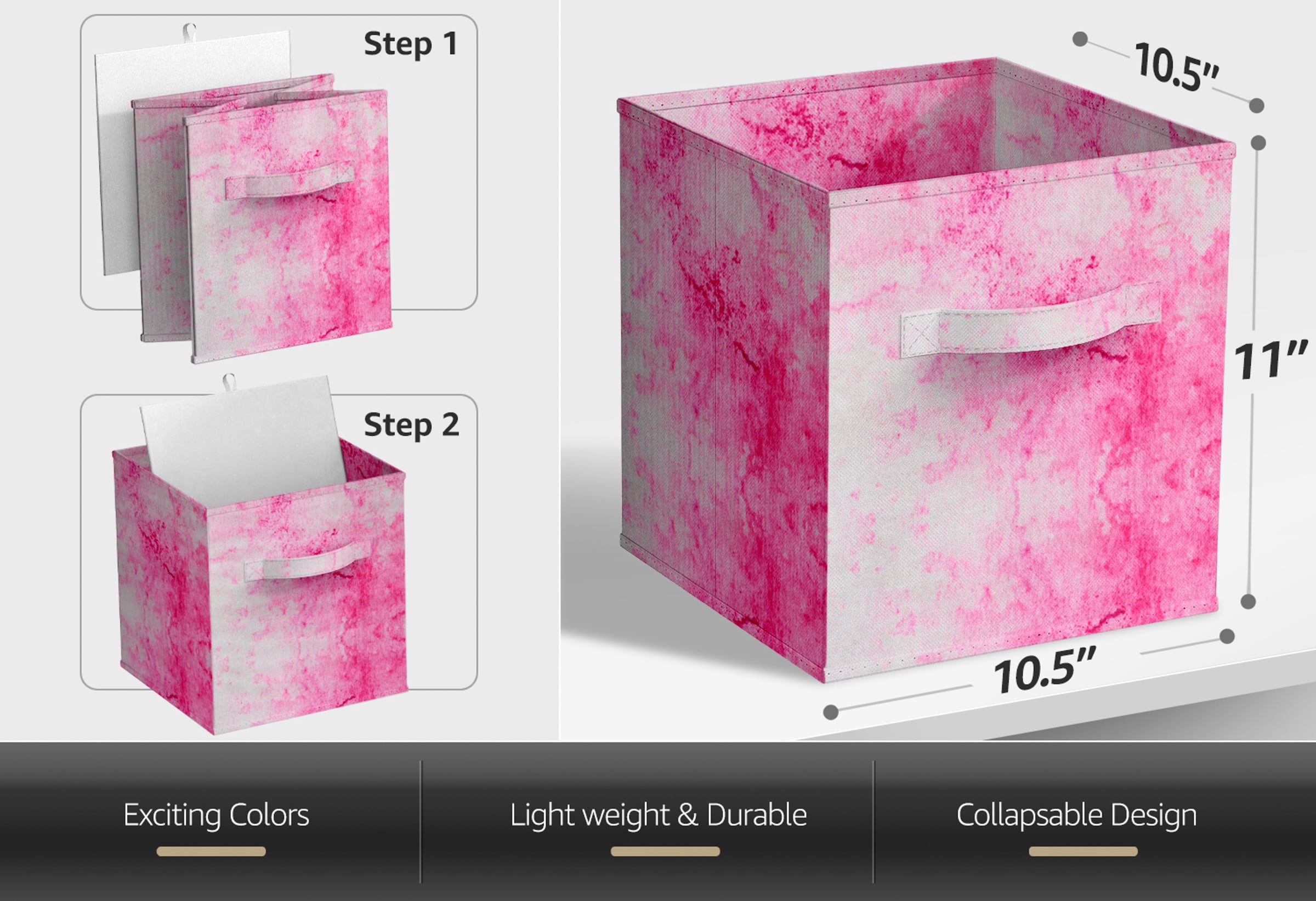 Sorbus Fabric Storage Cubes Foldable Tie Dye Storage Bins for Organizing Pantry, Cubbies, Toy Box, Clothes Storage & Closet Organizer - 11 Inch Collapsible Cube Baskets for Shelves with Handle - 6PK