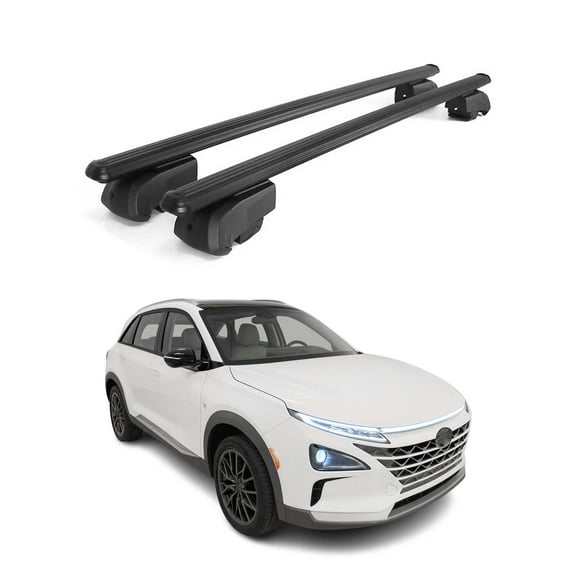 Lockable Roof Rack Cross Bars Luggage Carrier for Hyundai Nexo 2019-2023 Black