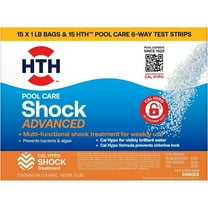 HTH 52044 Swimming Pool Shock Advanced and Test Strips 1 Pound (Pack of 15)