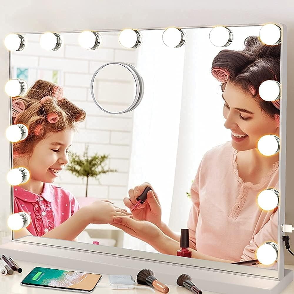 Depuley 20 Hollywood Vanity Mirror Lighted Makeup Mirrors for Dressing  Room Bedroom, USB Charging Smart Touch Switch,Dimmable LED Bulb, Black