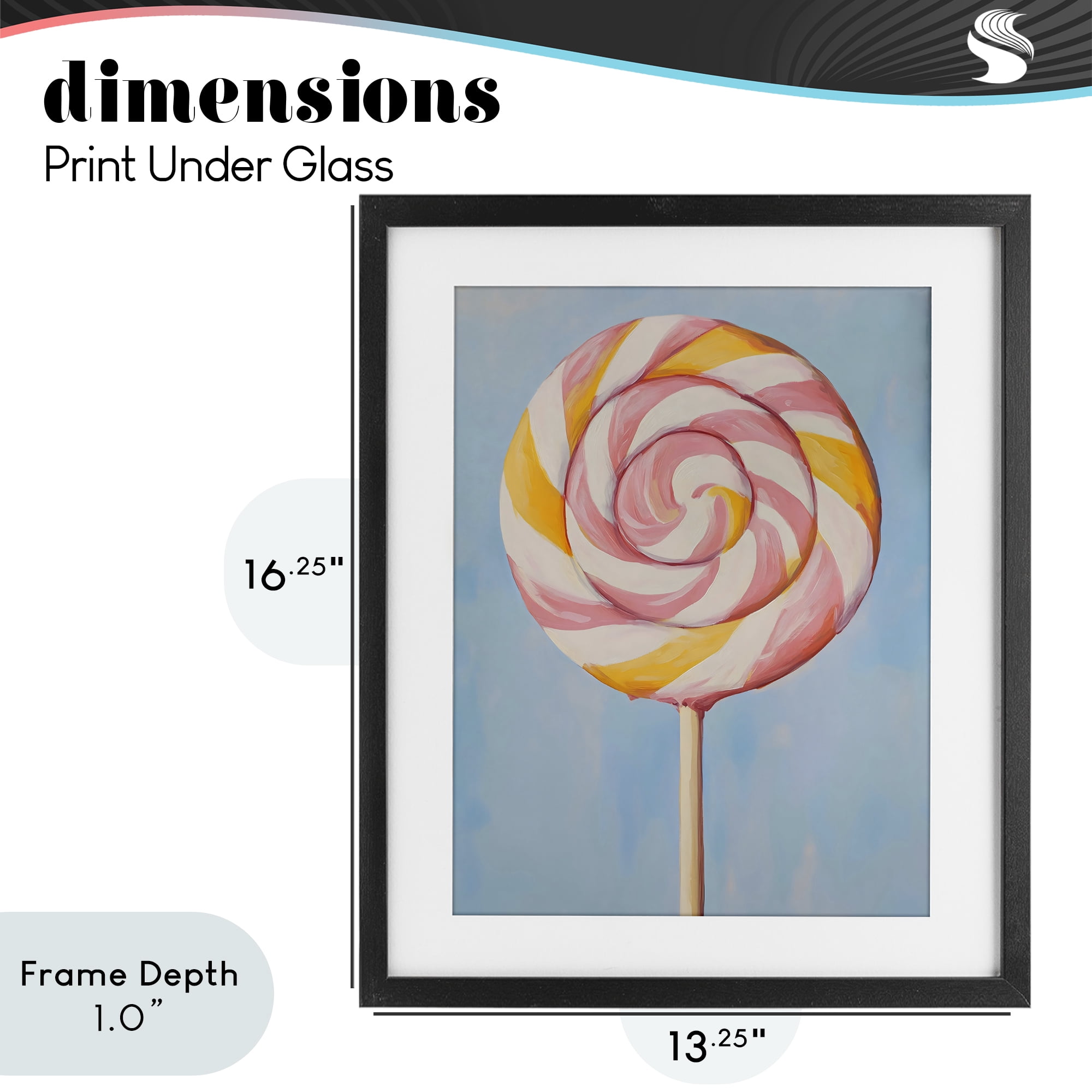 Stupell Industries Lollipop with Pink & Orange Swirl Black Framed Print Under Glass, design by The Prints Vibe