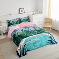 thumbnail image 3 of Feelyou Summer Swimming Pool Queen Comforter Set, Tropical Plam Plant Bedding Sets, Hawaii Beach Party Reversible Bedding Comforter Set, Lightweight Room Decor, 3pcs, 3 of 8