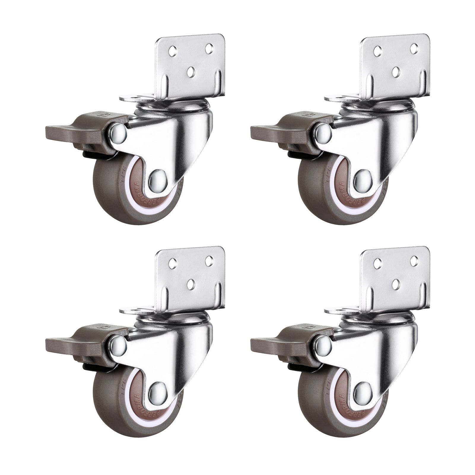 4Pcs 1 inch Furniture Rubber Silent Casters Universal Wheel Rotating Top Plate 