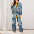 thumbnail image 2 of Honeii Monk Walking On Water Print Women's Pajama Sets Long Sleeve Button Down Sleepwear Nightwear Soft Pjs Lounge Sets 2PCS-Medium, 2 of 7