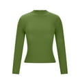 thumbnail image 6 of Women's Ribbed Knit Long Sleeve Mock Neck Slim Fit Thermal Base Layer Top Stretchy Lightweight Sweater Shirt for Fall Winter Army Green L, 6 of 8