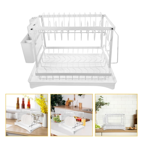 Milisten White Kitchen Dish Drying Rack, 1 Piece, Compact 16.5 x 11.4 x 11.4 Inch, and Space-Saving Organizer