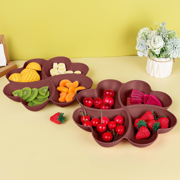 Juego de bandejas de nueces Divided Candy Box | Organizador de aperitivos de plástico, compartimento múltiple, 2 piezas | Azul, Rosa, Beige, Verde Menta, Rojo | 23x23x4cm | Almacenamiento robusto