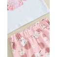 thumbnail image 4 of Mevireiy Toddler Easter Bunny Outfit Short Sleeve Letter Print T-shirt Tops Flared Pants,Pink,2-3 Years, 4 of 6