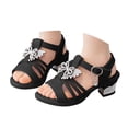 thumbnail image 3 of Rotm Toddler Summer Shoes Littles and Big Girls Studded Fisherman Sandals Black,12.5, 3 of 7