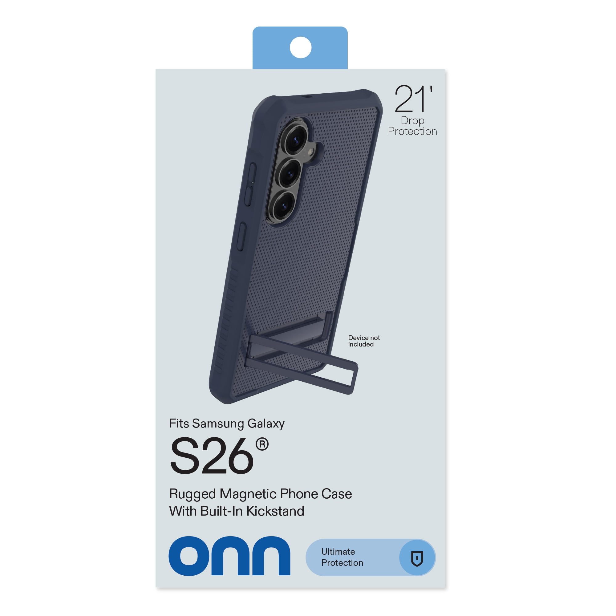onn Magnetic Compatible Rugged Phone Case with Kickstand for Samsung Galaxy S26 - Navy Blue