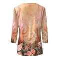 thumbnail image 5 of Fall 3/4 Length Sleeve Tops for Women Floral Print Tunics 3/4 Sleeve Round Neck Plus Size T-Shirts Casual Loose Tshirts Sexy Tops for Women Fall Fall Outfits for Women 2024 Trendy (Pink), 5 of 5