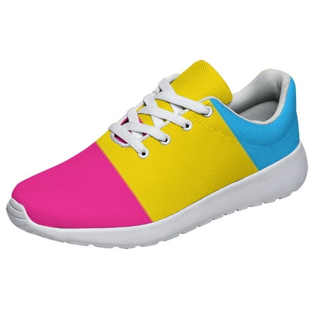 

Pansexual Flag Shoes Mens Womens Running Sneakers Mesh Breathable Jogging Walking Shoes White Size 7.5