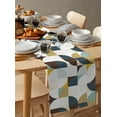 thumbnail image 6 of Ldtrchee Brown Teal Beige Geometric Table Runner 60 Inches, Middle Century Modern Abstract Art Bed Runner Dresser Scarves Tabletop for Indoor Outdoor Parties/Ceremony/Banquet, 13" x 60", 6 of 8