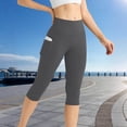 thumbnail image 2 of Capri Leggings for Women High Waisted Yoga Capris Pants with Pockets Tummy Control Athletic Workout Trousers, 2 of 6
