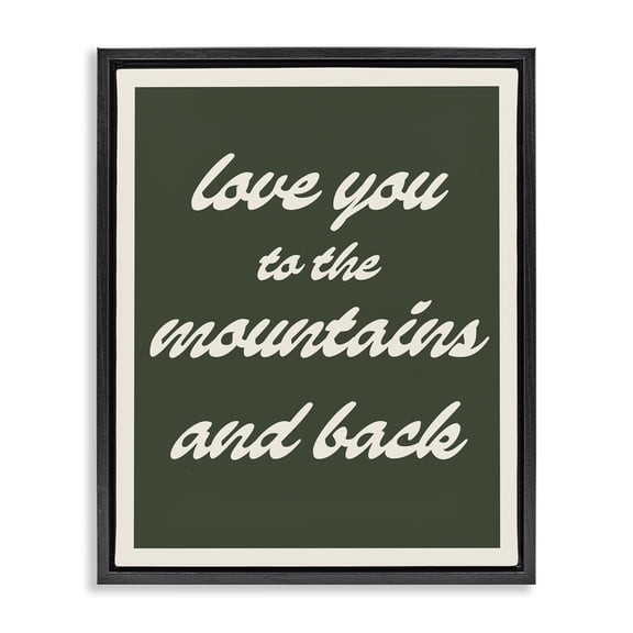 Stupell Industries Farmhouse Love Mountains & Back Black Floating Frame Canvas Art, 17 x 21, by Lil' Rue